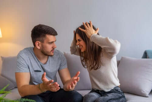 A woman frustrated at her partner.