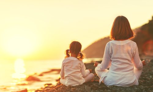 children meditating