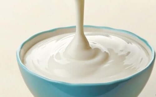 A bowl of yogurt.