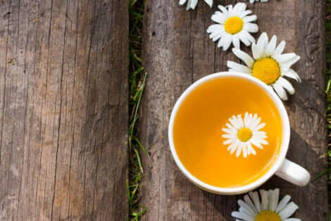 A cup of chamomile infusion.
