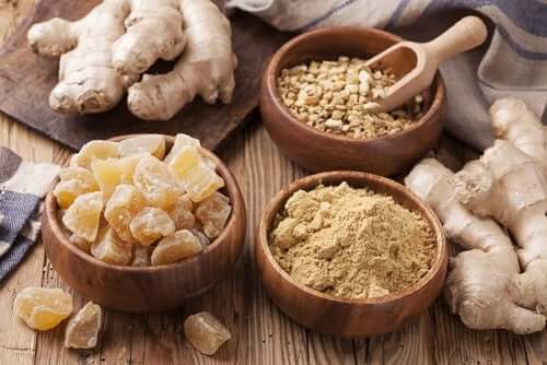 Different forms of ginger.