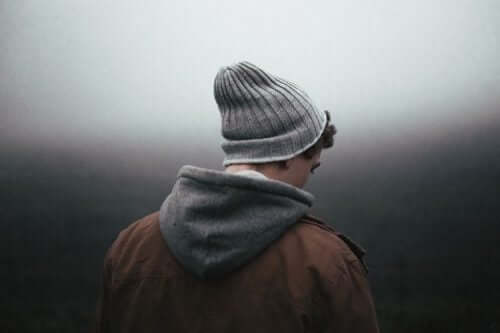 A depressed man in winter.