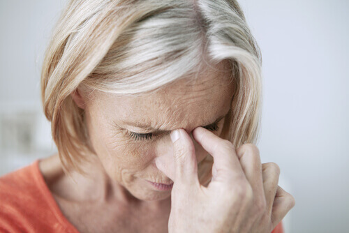 A woman suffering from chronic sinusitis.