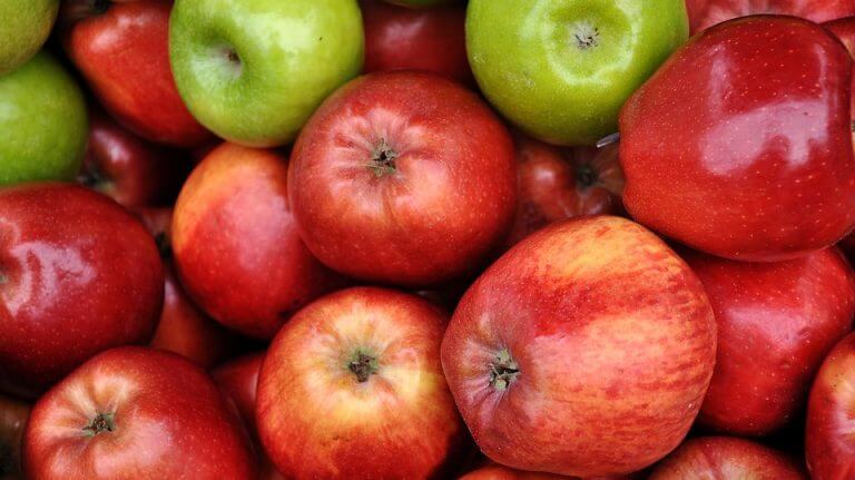 Red and green apples.