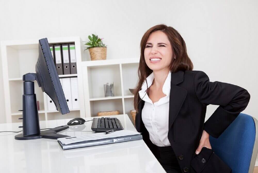 A woman with a sore back.