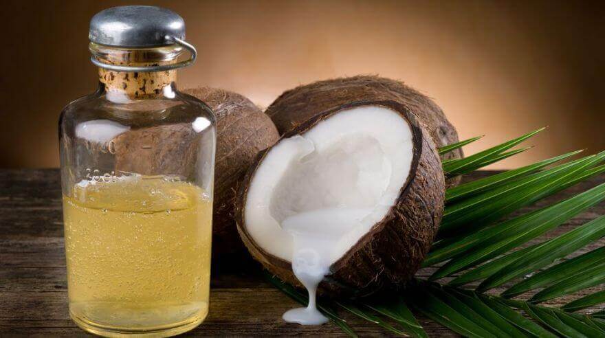 A chopped coconut and some coconut oil.