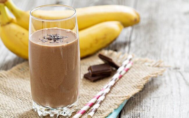 A chocolate and banana smoothie.