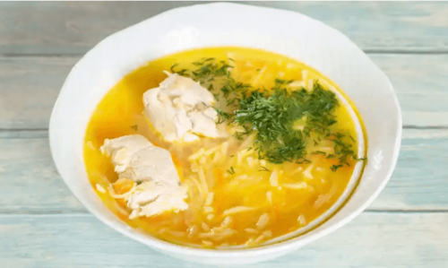 A bowl of chicken soup.