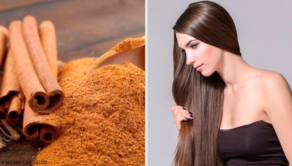 Woman with shinny hair who used cinnamon hair masks