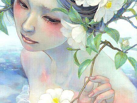 Woman with flowers