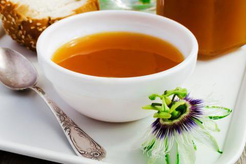 Relaxing infusion made with passion flower helps to fall asleep