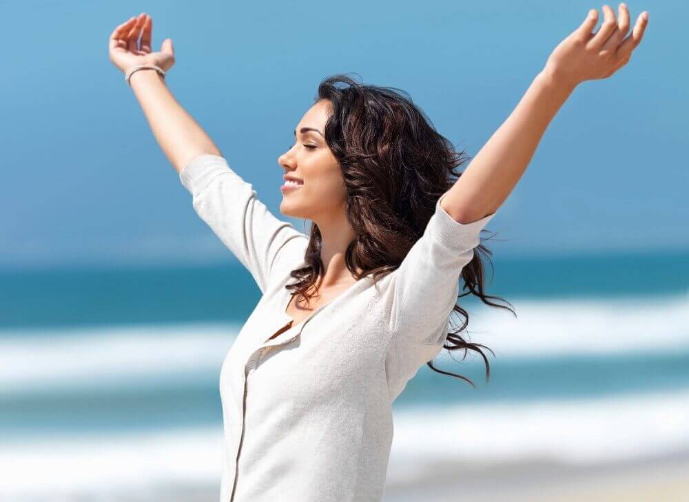 A woman feeling free.