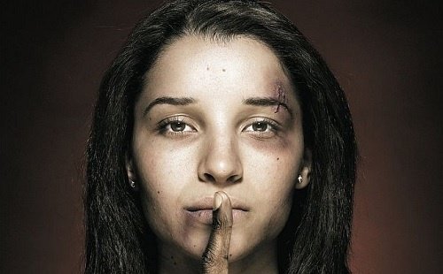 injured woman from domestic violence