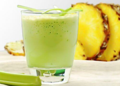 A pineapple and celery smoothie.
