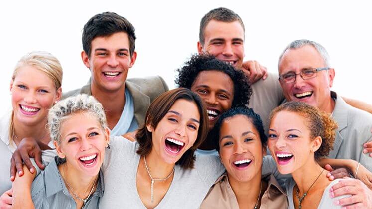 group of people laughing