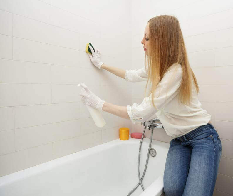 Cleaning mold in the bathroom