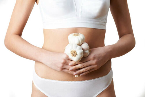 A woman in underwear.