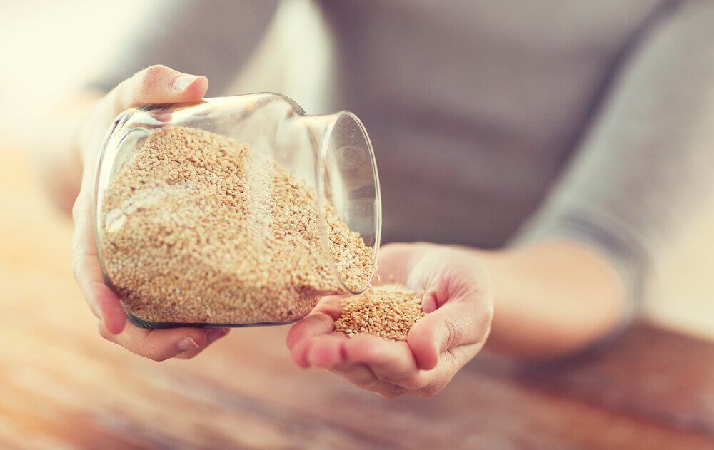 Quinoa in glass jar