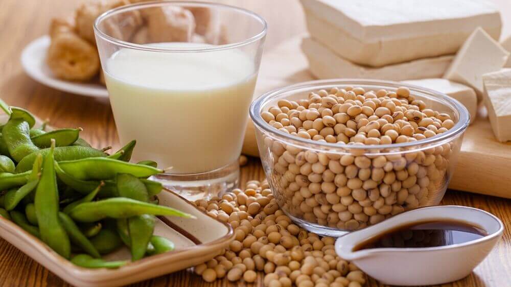 Soy beans and milk.