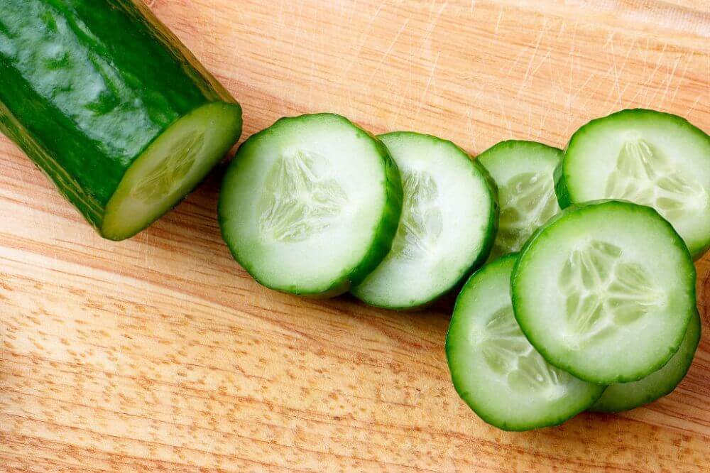 Chopped cucumber.