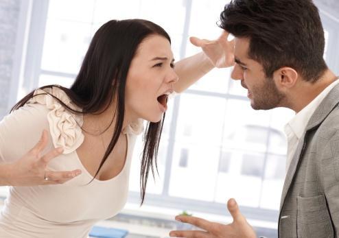 A couple fighting.
