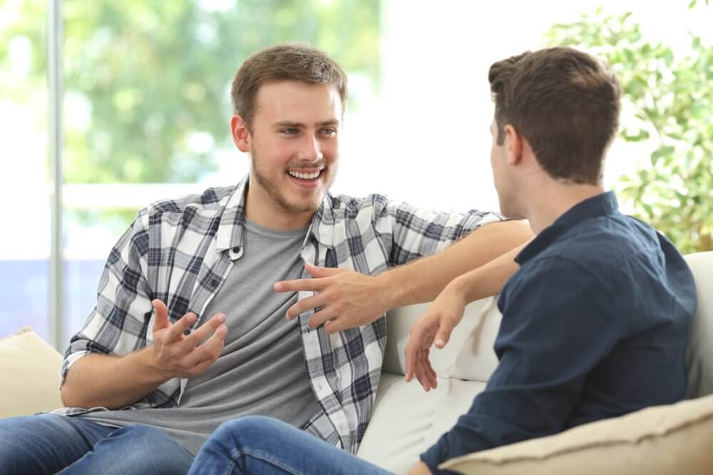 two friends talking to each other