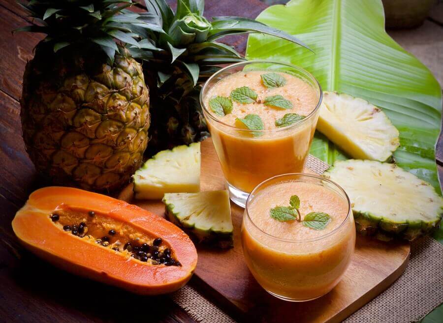 Pineapple papaya smoothie.