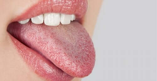 A woman with her tongue out
