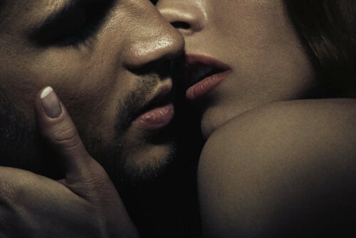 A couple loving passionately.