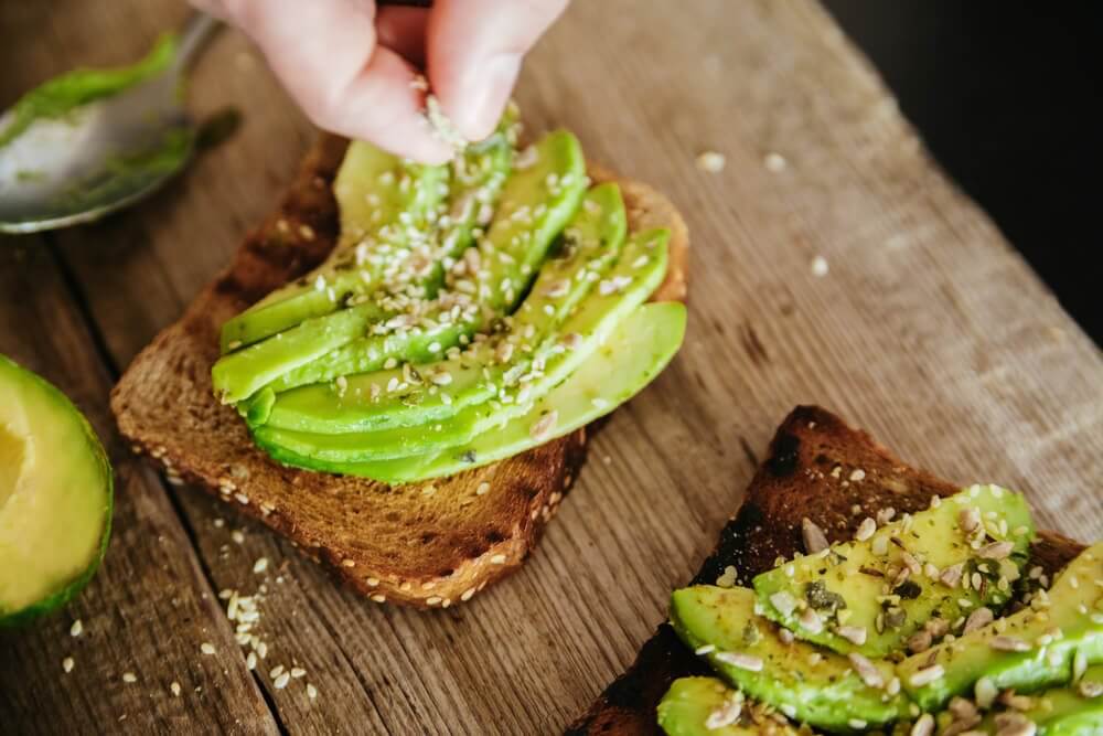 Avocado toast on wheat bread