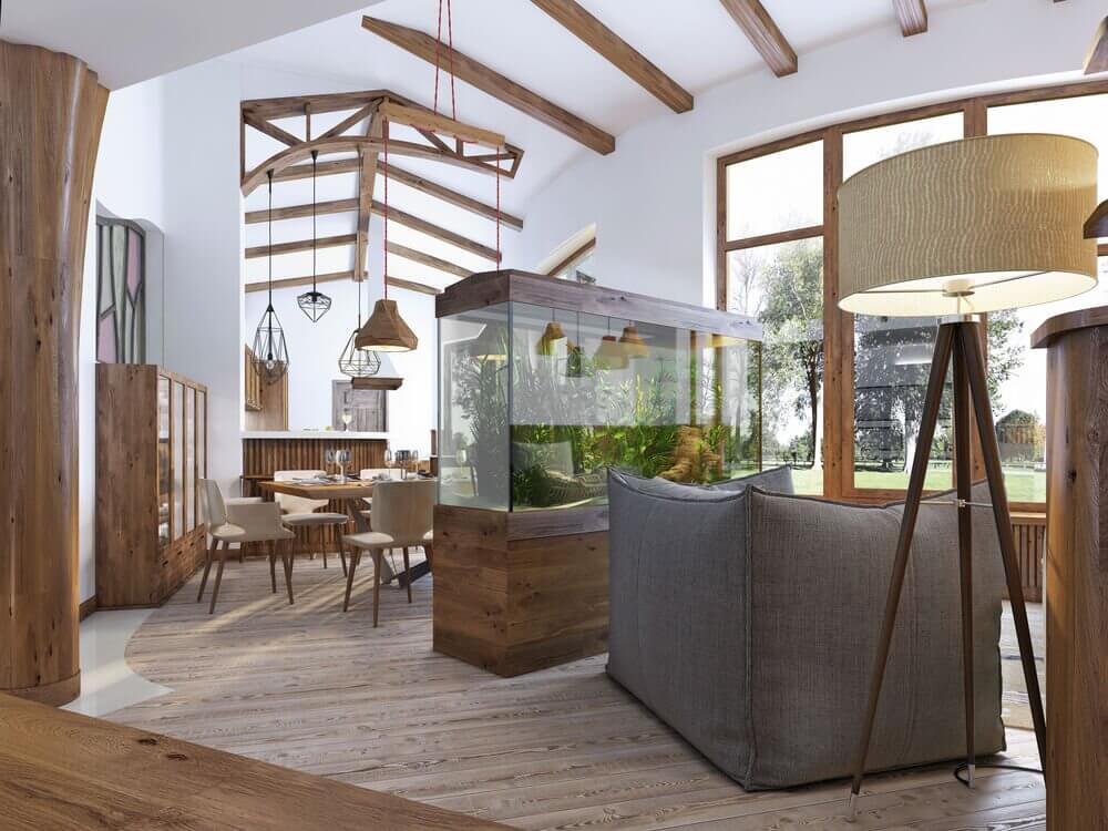 Large aquarium in living room