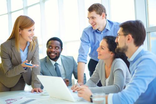 coworkers talking