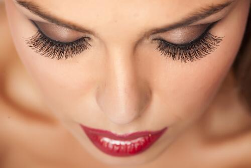 a woman with thick eyelashes