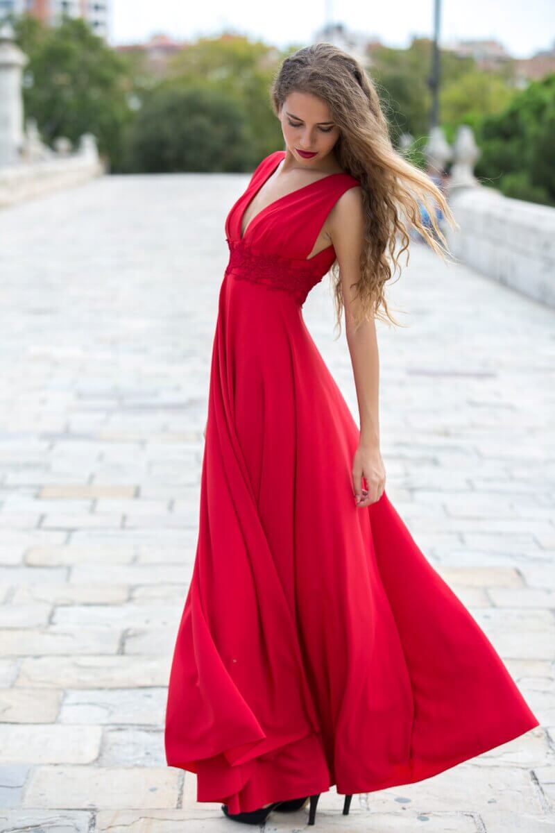 Woman wearing long dress