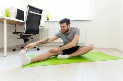 A man exercising.