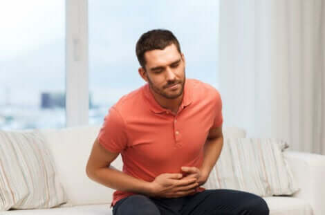 A man with stomach discomfort.