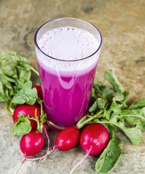 a glass of radish juice
