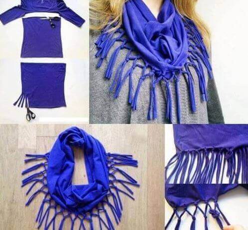 A scarf made from an old dress.