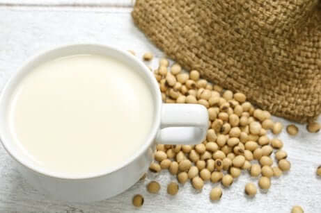 A cup of soy milk.