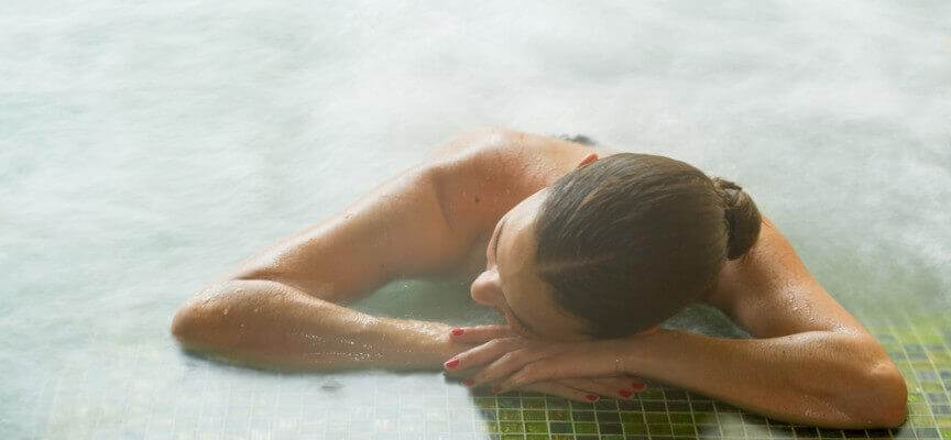 woman in hot springs