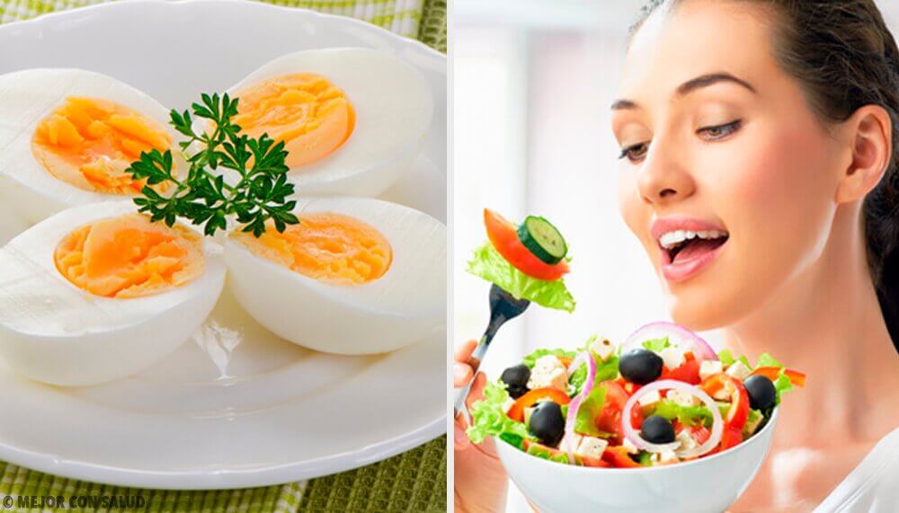 Healthy food and eggs.