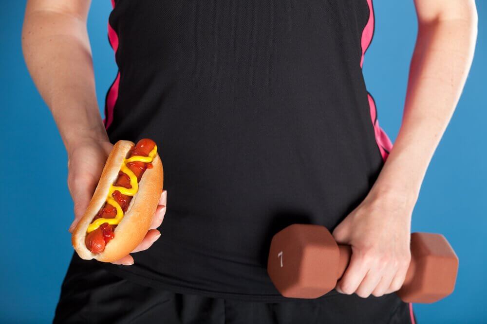 Weight lifting and junk food.