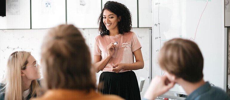 A woman taking a class despite her insecurities