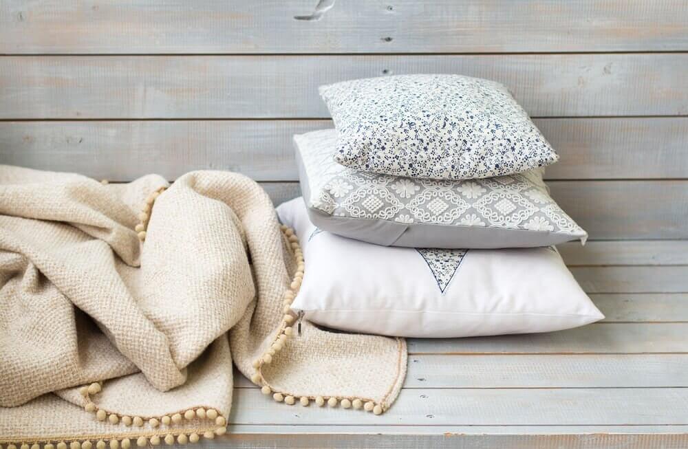 Some cushions decorated with beads and sequins