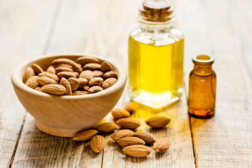 Some almond oil which helps get rid of bags under your eyes.