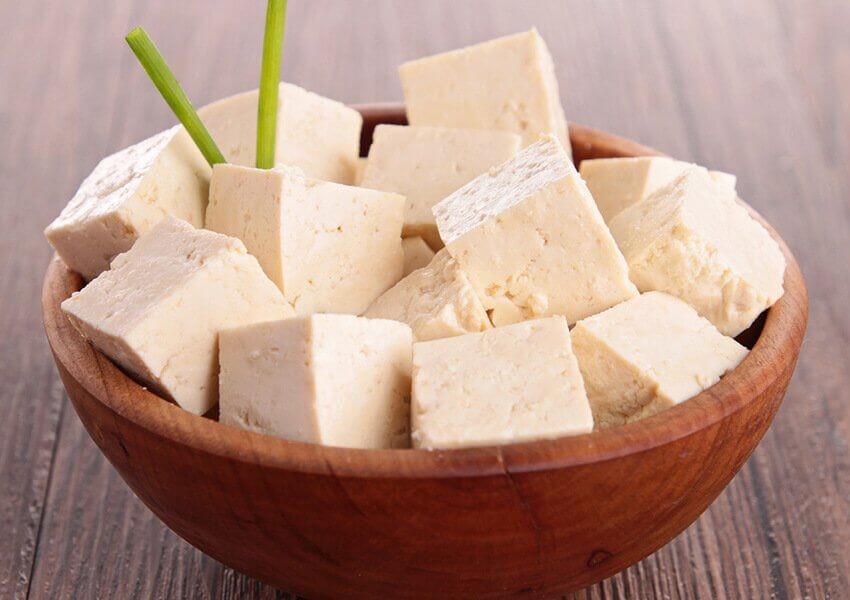 A bowl of tofu.