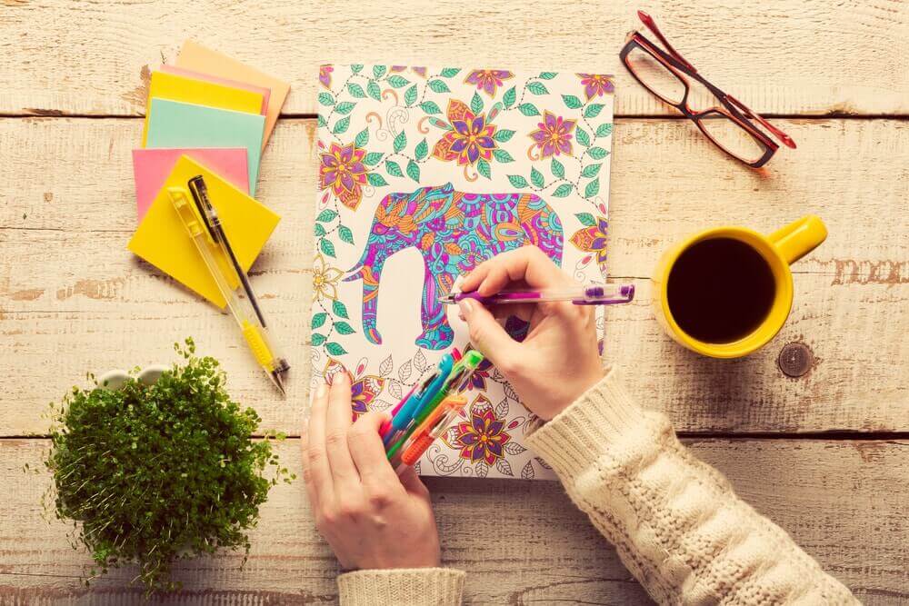 an adult coloring
