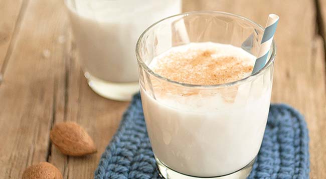Almond milk with cinnamon.
