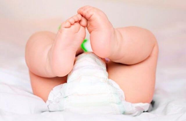 Baby with diaper on.