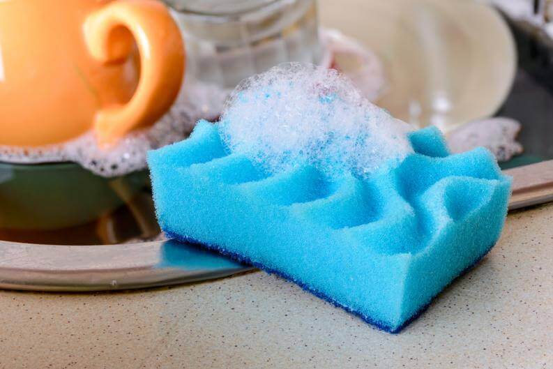 A soapy dish sponge.